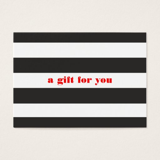 Customizable Black and White Striped Simple Holiday Gift Card Business Card