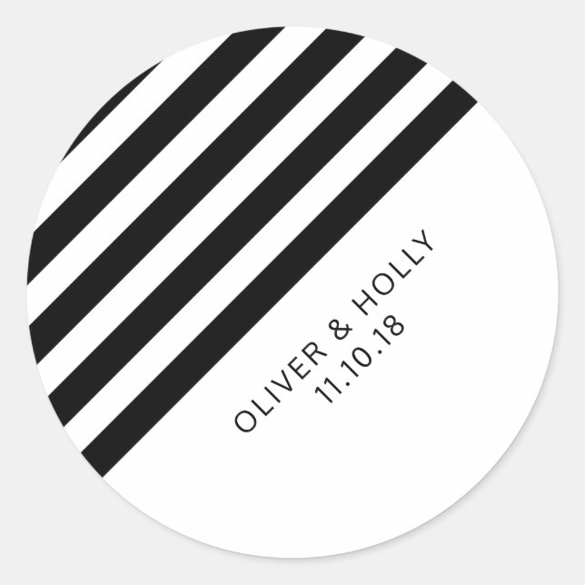 Black and white striped sticker | wedding favor (Front)