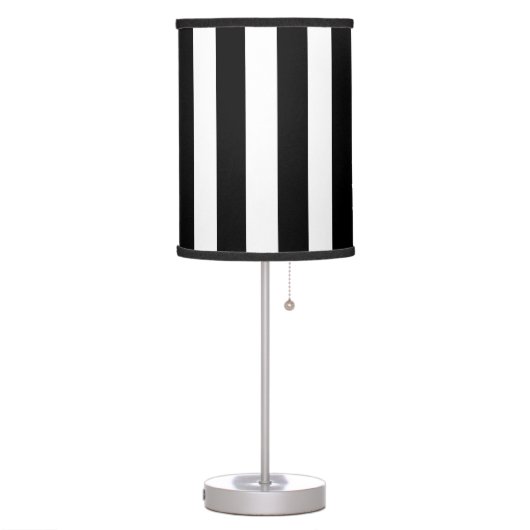 Black and White Striped Table Lamp (Left)