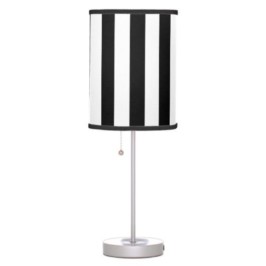 Black and White Striped Table Lamp (Right)