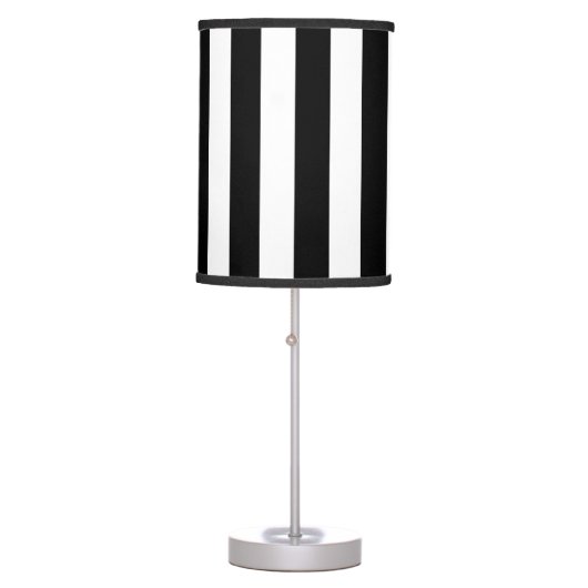 Black and White Striped Table Lamp (Front)
