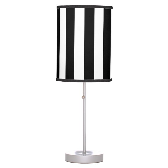 Black and White Striped Table Lamp (Front)