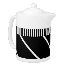 Black and White Striped Teapot