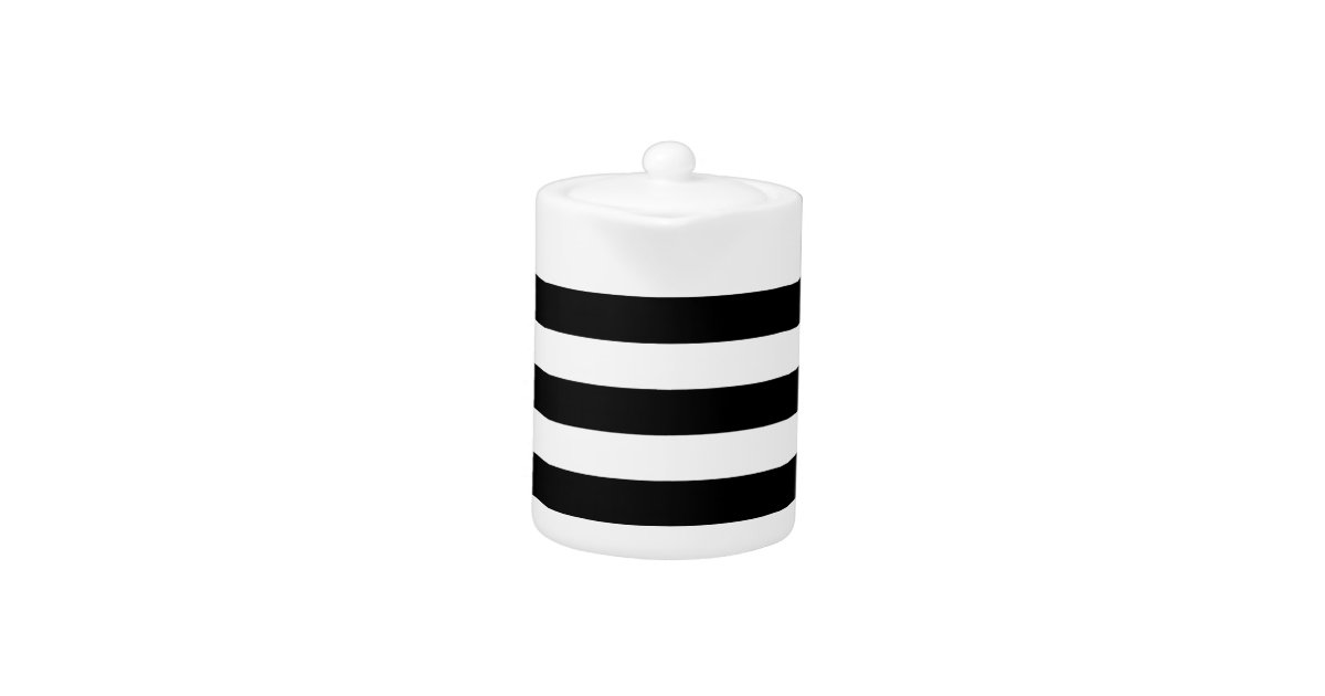 Black and white striped teapot | Zazzle