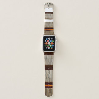 Black and white striped textile apple watch band