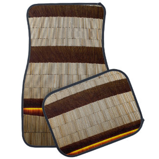 Black and white striped textile car floor mat
