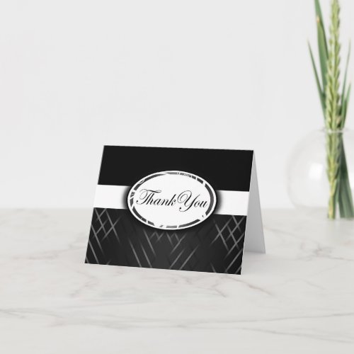 Black and White Striped Thank You Card