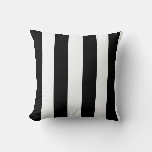 Black and White Striped Throw Pillow (Front)