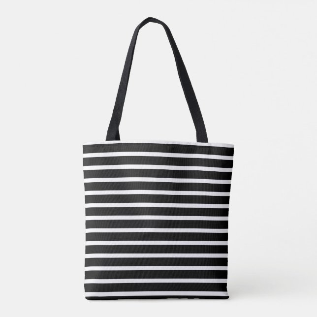 Black and White Striped Tote Bag (Back)