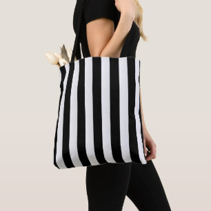 Black and White Striped Tote Bag