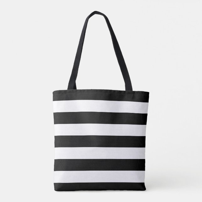 Black And White Striped Tote Bag (Back)