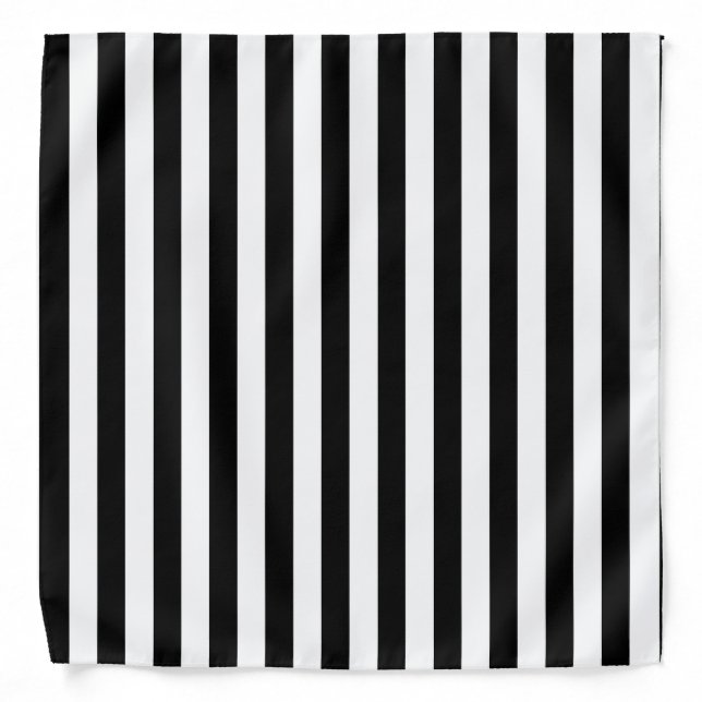 Black And White Striped Trendy B&W Template Bandana (Front)
