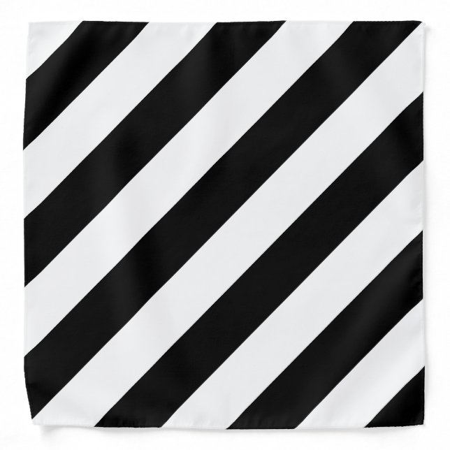 Black And White Striped Trendy Elegant Template Bandana (Front)