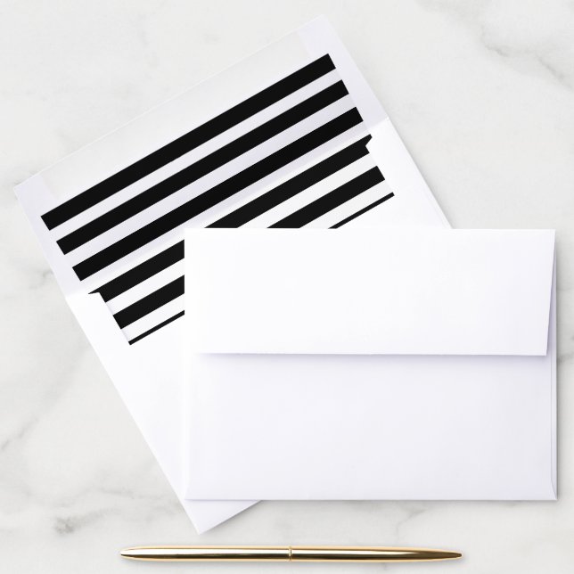 Black and White Striped Wedding Envelope Liner (Desk)