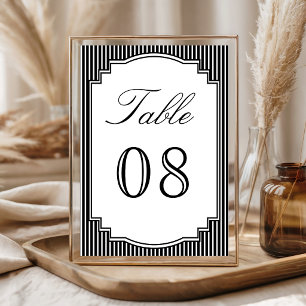 Black and White Striped Wedding Table Number