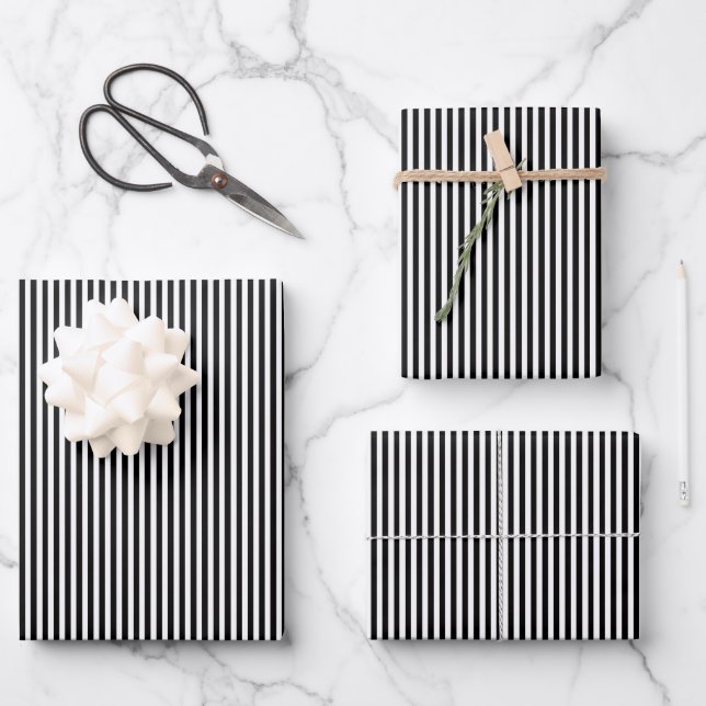 Black and white striped wrapping paper sheets (Front)