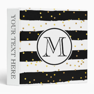Black and White Stripes 3 Ring Binder