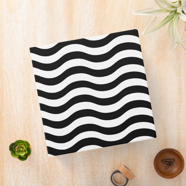 Black And White Stripes 3 Ring Binder (In Situ)