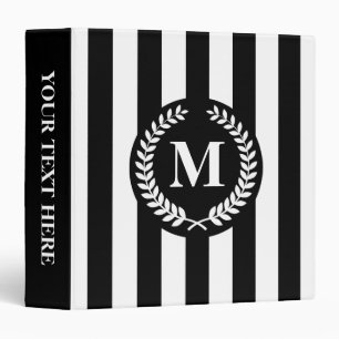 Black and White Stripes 3 Ring Binder