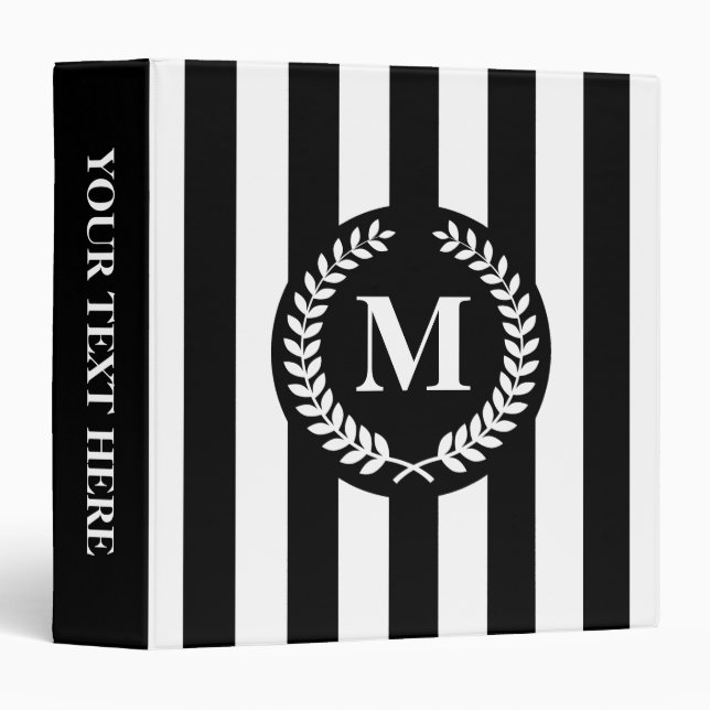 Black and White Stripes 3 Ring Binder (Front/Spine)