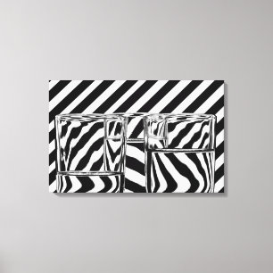 Black and White Stripes Abstract Glasses Canvas Print