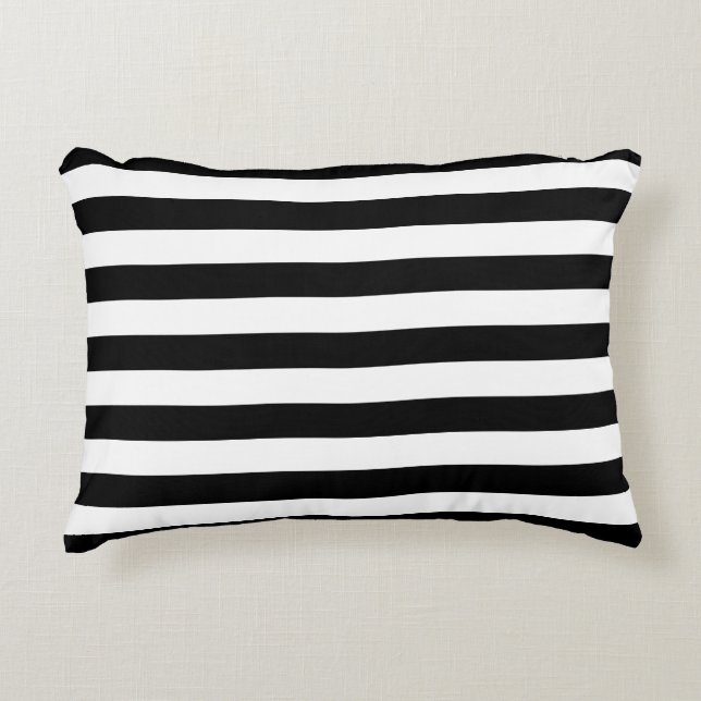 Black and White Stripes Accent Pillow (Front)