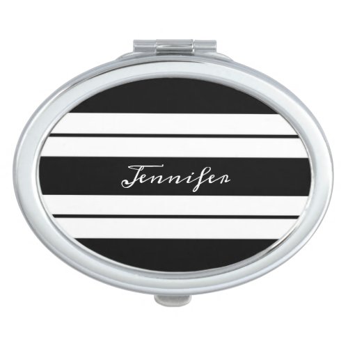 Black And White Stripes And Lines Compact Mirror