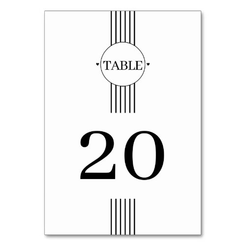 Black and white stripes and round frame wedding table number
