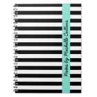 Black and white stripes aqua personalized name