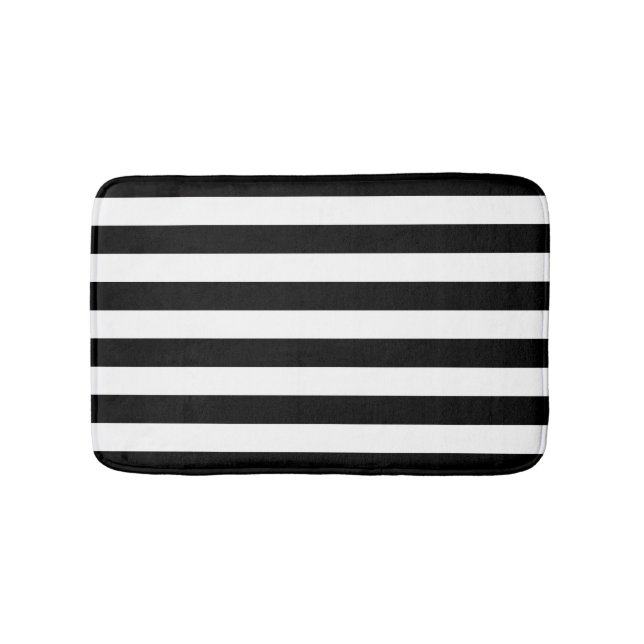 Black and White Stripes Bath Mat (Front)
