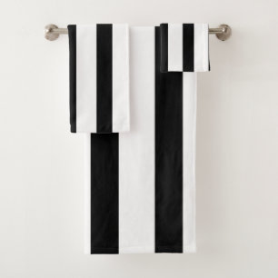 Black and White Stripes Bath Towel Set