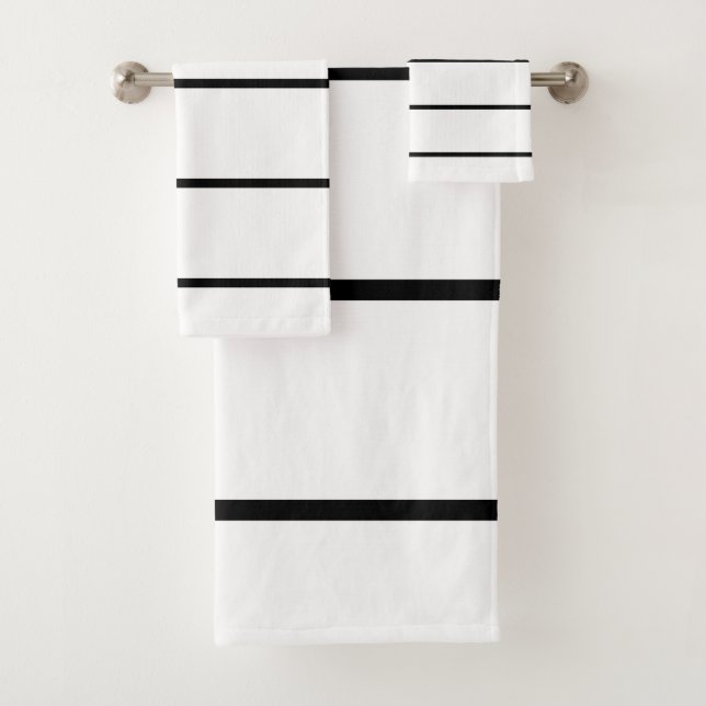 Black and White Stripes Bath Towel Set (Insitu)