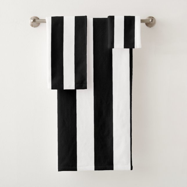 Black and White Stripes Bath Towel Set (Insitu)