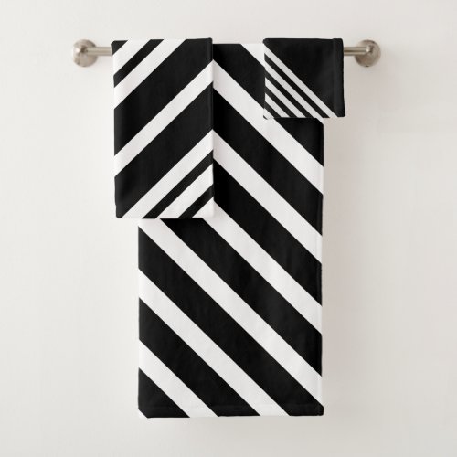 Black and white stripes bathroom bath towel set