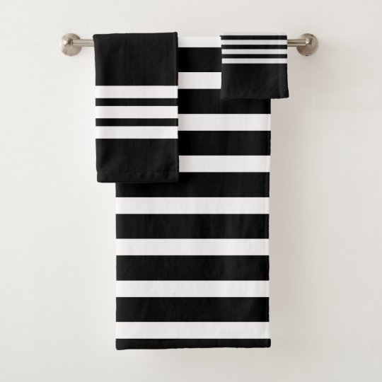 Black and white stripes bathroom bath towel set | Zazzle.com