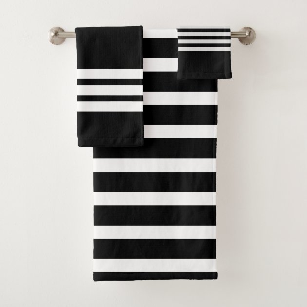 black and white striped towel sets