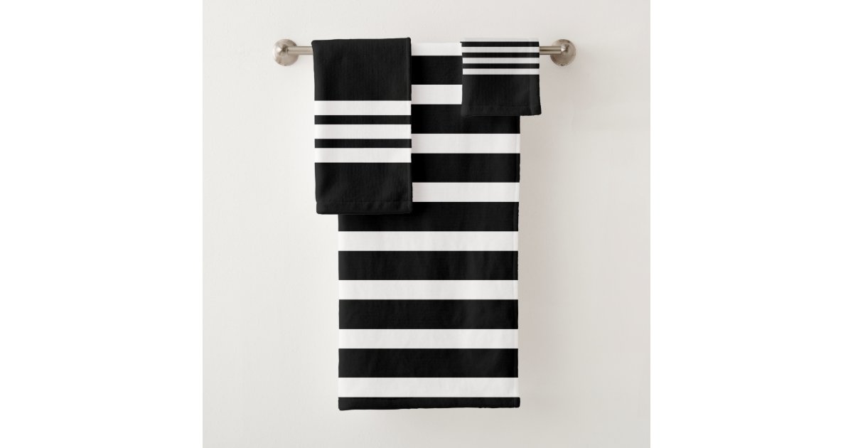 Black and white stripes bathroom bath towel set | Zazzle.com