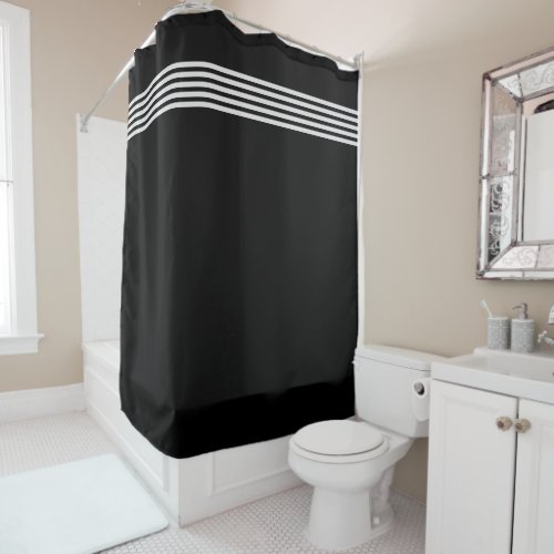 Black and white stripes bathroom shower curtain