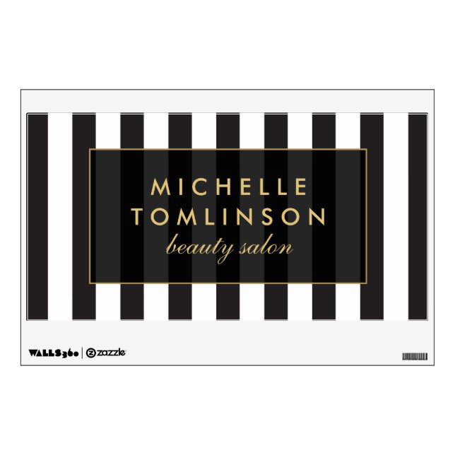 Black and White Stripes Beauty Salon Wall Decal (Front)