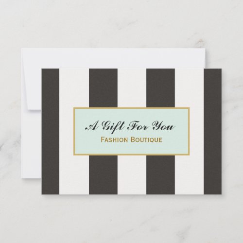 Black and White Stripes Boutique Gift Certificate Invite