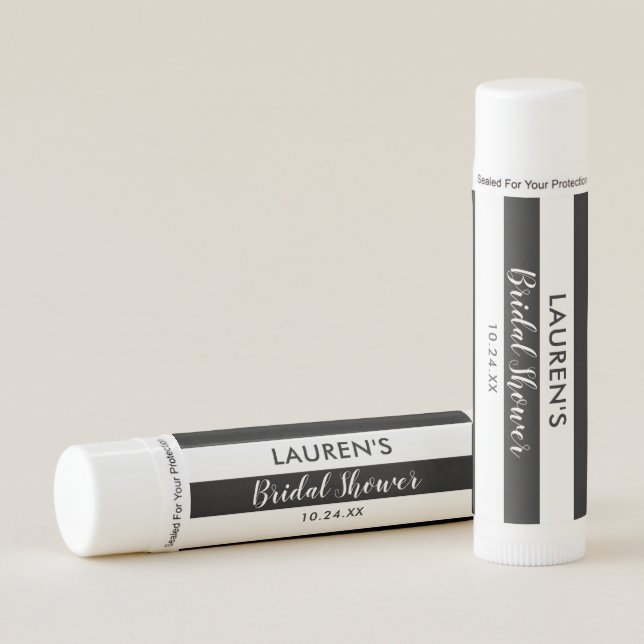 Black and White Stripes Bridal Shower Favors Lip Balm (Front)