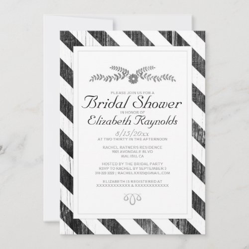 Black And White Stripes Bridal Shower Invitations