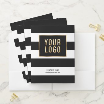 Black and White Stripes Business Pocket Folder | Zazzle