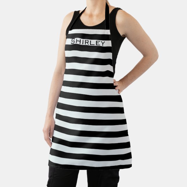 Black and White Stripes by Shirley Taylor Apron (Insitu)