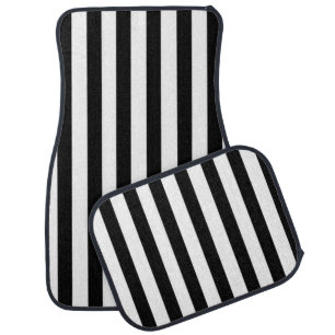 Black and white stripes car floor mat