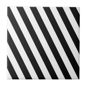Black And White Stripes Ceramic Tile