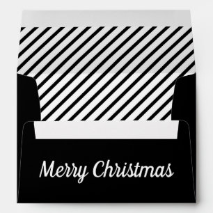 Black And White Stripes Christmas Return Address Envelope