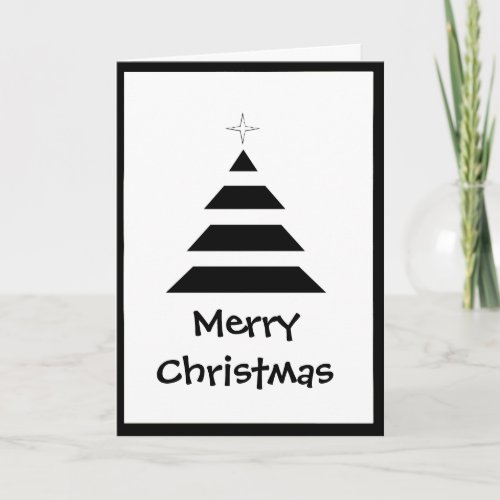 Black and white stripes Christmas tree Holiday Card