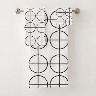 Black and White Stripes Circle Geometric Pattern