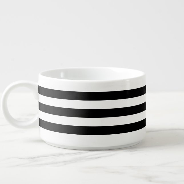 Black And White Stripes Classic Bowl (Right)